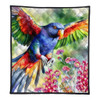 Australia Rainbow Lorikeets Quilt - Rainbow Lorikeets Flying With Grevillea Flowers Art Quilt