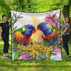 Australia Rainbow Lorikeets Quilt - Rainbow Lorikeets With Grevillea Flowers Quilt