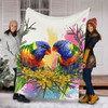 Australia Rainbow Lorikeets Blanket - Rainbow Lorikeets With Grevillea Flowers Blanket