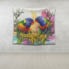 Australia Rainbow Lorikeets Tapestry - Rainbow Lorikeets With Grevillea Flowers Tapestry