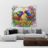 Australia Rainbow Lorikeets Tapestry - Rainbow Lorikeets With Grevillea Flowers Tapestry