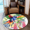 Australia Rainbow Lorikeets Round Rug - Rainbow Lorikeets Flying With Grevillea Flowers Art Round Rug