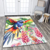 Australia Rainbow Lorikeets Area Rug - Rainbow Lorikeets Flying With Grevillea Flowers Art Area Rug