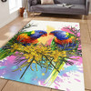 Australia Rainbow Lorikeets Area Rug - Rainbow Lorikeets With Grevillea Flowers Area Rug