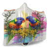 Australia Rainbow Lorikeets Hooded Blanket - Rainbow Lorikeets With Grevillea Flowers Hooded Blanket