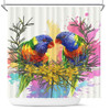 Australia Rainbow Lorikeets Shower Curtain - Rainbow Lorikeets With Grevillea Flowers Shower Curtain