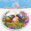 Australia Rainbow Lorikeets Beach Blanket - Rainbow Lorikeets With Grevillea Flowers Beach Blanket