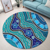 Australia Turtles Aboriginal Round Rug - River And Turtles Dot Art Painting Blue Round Rug