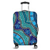 Australia Turtles Aboriginal Luggage Cover - River And Turtles Dot Art Painting Blue Luggage Cover