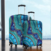 Australia Turtles Aboriginal Luggage Cover - River And Turtles Dot Art Painting Blue Luggage Cover