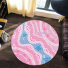 Australia Turtles Aboriginal Round Rug - River And Turtles Dot Art Painting Pink Round Rug