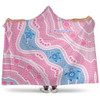 Australia Turtles Aboriginal Hooded Blanket - River And Turtles Dot Art Painting Pink Hooded Blanket