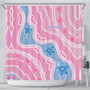 Australia Turtles Aboriginal Shower Curtain - River And Turtles Dot Art Painting Pink Shower Curtain