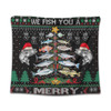 Australia Christmas Fishing Tapestry - Merrry Fishmas Fishing Rod Christmas Tree Tapestry