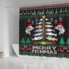 Australia Christmas Fishing Shower Curtain - Merrry Fishmas Fishing Rod Christmas Tree Shower Curtain