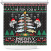 Australia Christmas Fishing Shower Curtain - Merrry Fishmas Fishing Rod Christmas Tree Shower Curtain