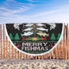 Australia Christmas Fishing Beach Blanket - Merrry Fishmas Fishing Rod Christmas Tree Beach Blanket