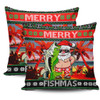 Australia Christmas Fishing Pillow Cases - Merrry Fishmas Angler Santa Claus Pillow Cases