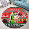 Australia Christmas Fishing Round Rug - Merrry Fishmas Angler Santa Claus Round Rug