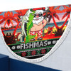 Australia Christmas Fishing Beach Blanket - Merrry Fishmas Angler Santa Claus Beach Blanket
