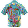 Australia Aboriginal Polo Shirt - Brolga Bird Dancing With Australia Native Flowers V3 Polo Shirt