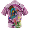 Australia Aboriginal Polo Shirt - Brolga Bird Dancing With Australia Native Flowers Polo Shirt