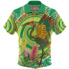 Australia Aboriginal Hawaiian Shirt - Brolga Bird Dancing With Australia Native Flowers V2 Hawaiian Shirt