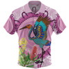 Australia Aboriginal Hawaiian Shirt - Brolga Bird Dancing With Australia Native Flowers Hawaiian Shirt