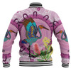 Australia Aboriginal Baseball Jacket - Brolga Bird Dancing With Australia Native Flowers Baseball Jacket