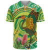 Australia Aboriginal Baseball Shirt - Brolga Bird Dancing With Australia Native Flowers V2 Baseball Shirt