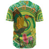 Australia Aboriginal Baseball Shirt - Brolga Bird Dancing With Australia Native Flowers V2 Baseball Shirt