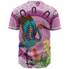 Australia Aboriginal Baseball Shirt - Brolga Bird Dancing With Australia Native Flowers Baseball Shirt