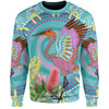 Australia Aboriginal Sweatshirt - Brolga Bird Dancing With Australia Native Flowers V3 Sweatshirt