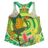 Australia Aboriginal Women Racerback Singlet - Brolga Bird Dancing With Australia Native Flowers V2 Women Racerback Singlet