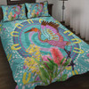 Australia Aboriginal Quilt Bed Set - Brolga Bird Dancing With Australia Native Flowers V3 Quilt Bed Set