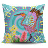 Australia Aboriginal Pillow Cases - Brolga Bird Dancing With Australia Native Flowers V3 Pillow Cases