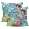 Australia Aboriginal Pillow Cases - Brolga Bird Dancing With Australia Native Flowers V3 Pillow Cases