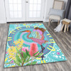 Australia Aboriginal Area Rug - Brolga Bird Dancing With Australia Native Flowers V3 Area Rug