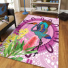 Australia Aboriginal Area Rug - Brolga Bird Dancing With Australia Native Flowers Area Rug