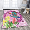 Australia Aboriginal Area Rug - Brolga Bird Dancing With Australia Native Flowers Area Rug