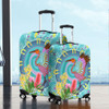 Australia Aboriginal Luggage Cover - Brolga Bird Dancing With Australia Native Flowers V3 Luggage Cover
