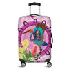 Australia Aboriginal Luggage Cover - Brolga Bird Dancing With Australia Native Flowers Luggage Cover