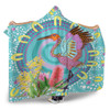 Australia Aboriginal Hooded Blanket - Brolga Bird Dancing With Australia Native Flowers V3 Hooded Blanket