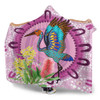 Australia Aboriginal Hooded Blanket - Brolga Bird Dancing With Australia Native Flowers Hooded Blanket