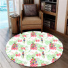 Australia Rainbow Lorikeets Round Rug - Rainbow Lorikeets Colorful Tropical Exotic Flowers Round Rug