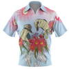 Australia Kookaburra Zip Polo Shirt - Couple Kookaburra With Eucalyptus Flower Art Zip Polo Shirt