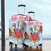 Australia Kookaburra Luggage Cover - Couple Kookaburra With Eucalyptus Flower Art Luggage Cover