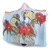 Australia Kookaburra Hooded Blanket - Couple Kookaburra With Eucalyptus Flower Art Hooded Blanket