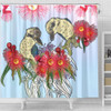 Australia Kookaburra Shower Curtain - Couple Kookaburra With Eucalyptus Flower Art Shower Curtain