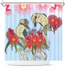 Australia Kookaburra Shower Curtain - Couple Kookaburra With Eucalyptus Flower Art Shower Curtain